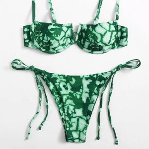 2 Piece Green Tye Dye Bikini Set